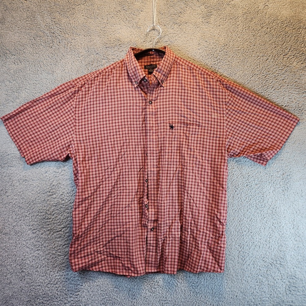 Knights Sportswear‎ Button Up Shirt  Mens XL Plaid Short Sleeve Business Casual